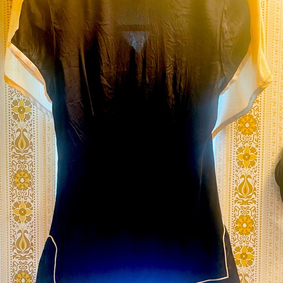 Bebe Real Silk Short Sleeve Button Up Tuxedo Shirt - Picture 5 of 10